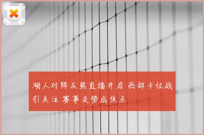 湖人对阵灰熊直播开启 西部卡位战引关注 赛事走势成焦点